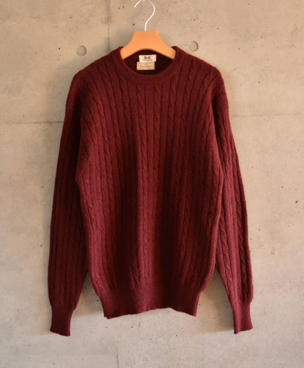 イタリア製■ BATTISTONI バティストーニ ■キャメルヘア混 ケーブル編み ニット セーター 48（M相当）