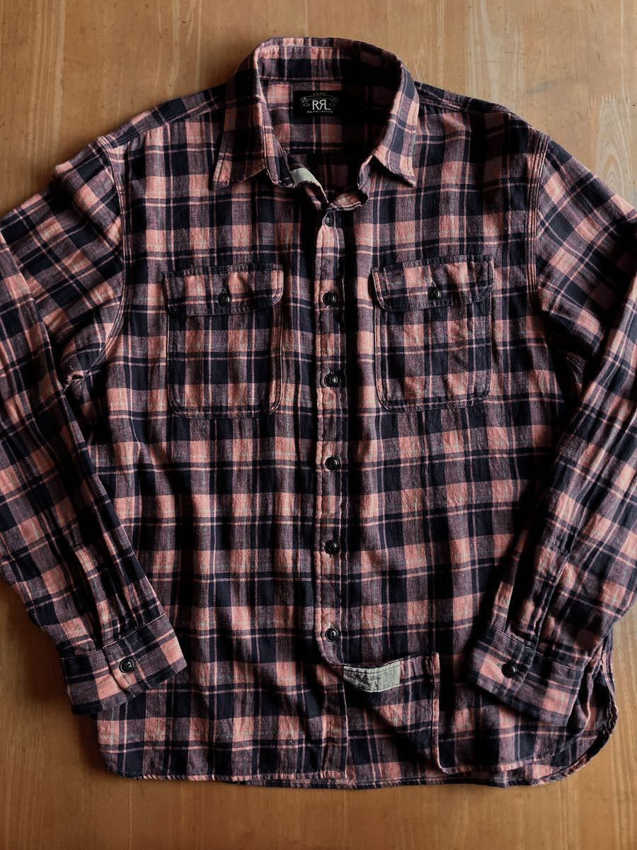 RRL フランネルワークシャツ L オールドオレンジ ブラッシュ加工の渋い生地　(ジャケットラルフローレンビンテージネルシャツ