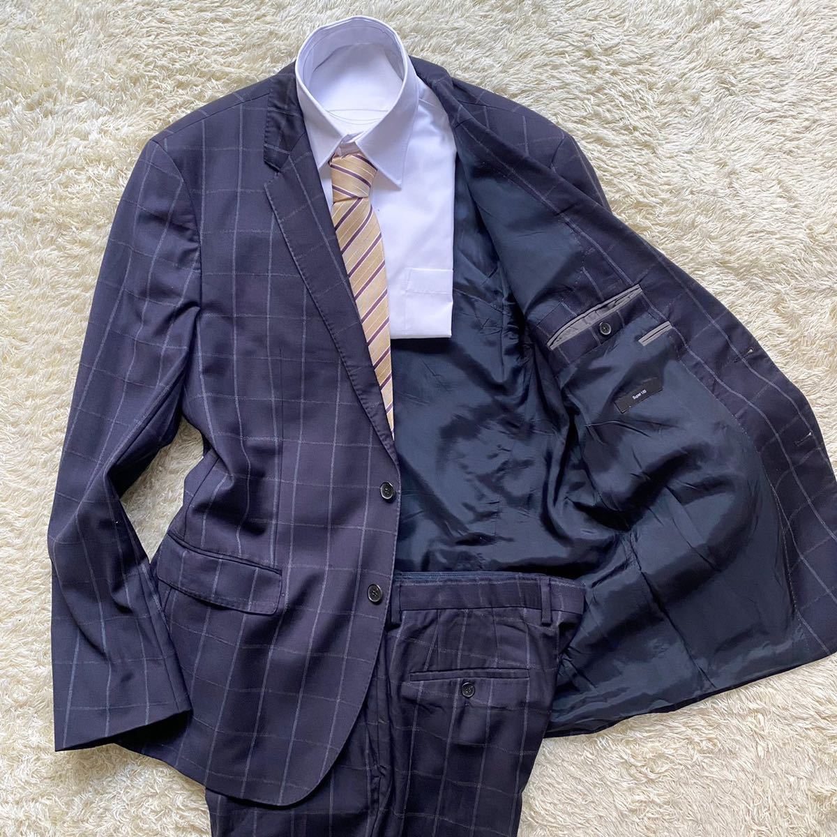 HUGO BOSS ヒューゴボス スーツ　セットアップ　XL位　130s XL以上! ヒューゴボス 『圧巻の着こなし』 HUGO BOSS スーツ