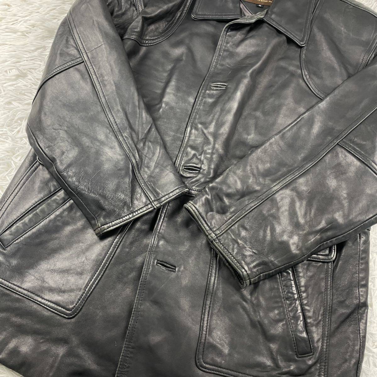 最高級ラムレザー使用 レザージャケット コート 総裏 羊革 本革 M 