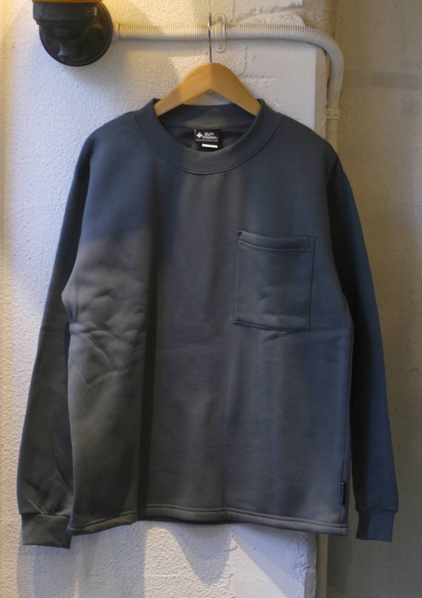 gym master，gymmaster，ジムマスター，ポケット付 裏起毛スウエット，クルーネック，チャコール，XL