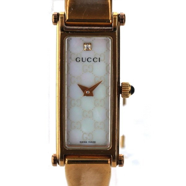 グッチ GUCCI バングルウォッチ 1500L クオーツ シェル 文字盤 2針式 レディース 腕時計 【xx】【中古】4000019801000349