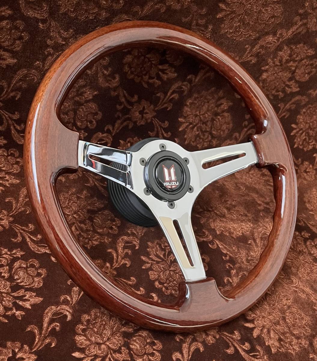 ISUZU エルフ フォワード 美品 ウッドステアリング ハンドルボス ナルディ モモ 当時物 デコトラ
