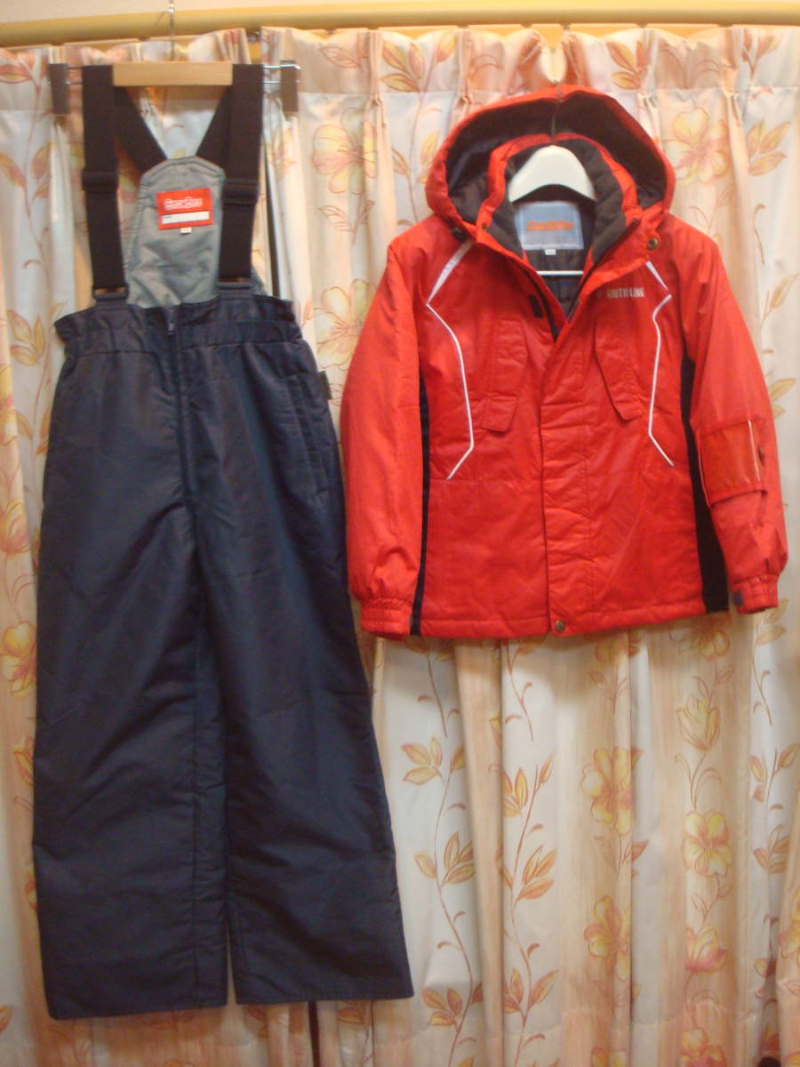 美品！southline ＆ snowbee！中綿入り！暖かい！厚手生地！スキー＆スノーボードウェア上下セット！130ｃｍサイズ！チケットホルダー内蔵
