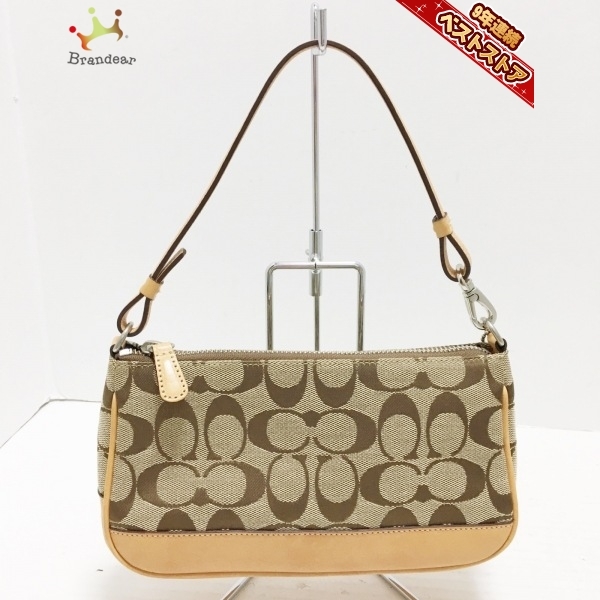 コーチ COACH ハンドバッグ 6094 シグネチャーデミポーチ ジャガード×レザー カーキ×ライトブラウン バッグ