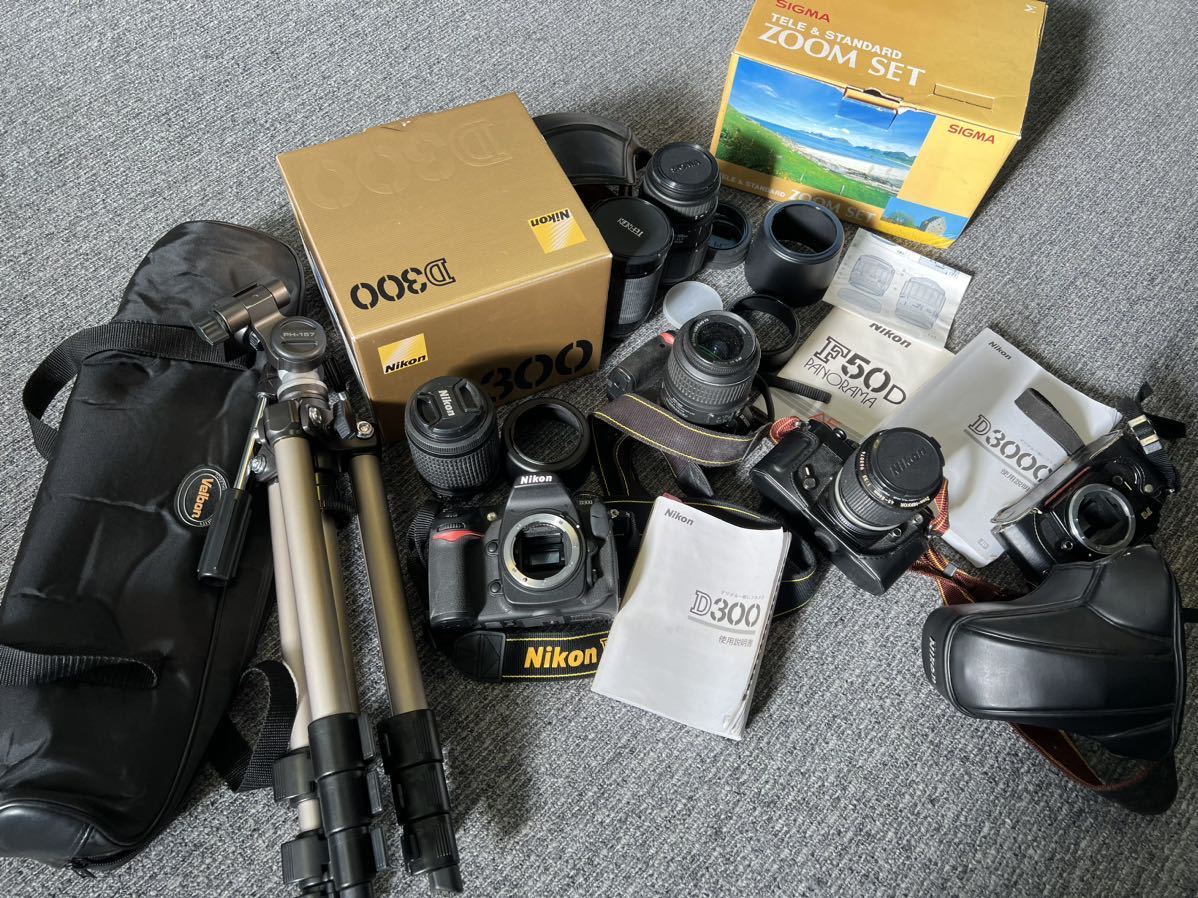 (動作未確認)Nikon TEFNON Velbon ニコン テフノンなど D300/D3000/F50Dカメラ レンズ 三脚まとめ売り(12ET)