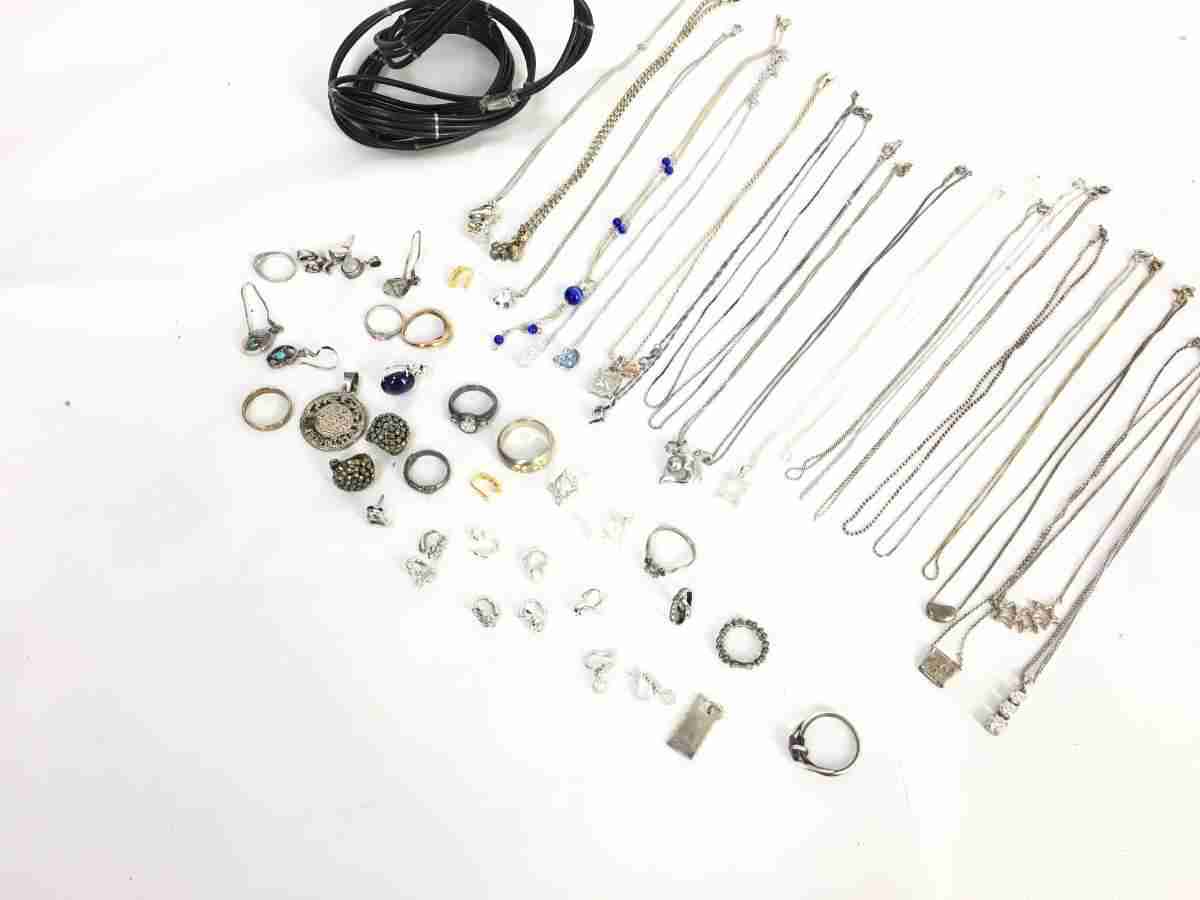 1円 アクセサリー SV含む ネックレス リング ピアス 等 おまとめ大量セット EV051