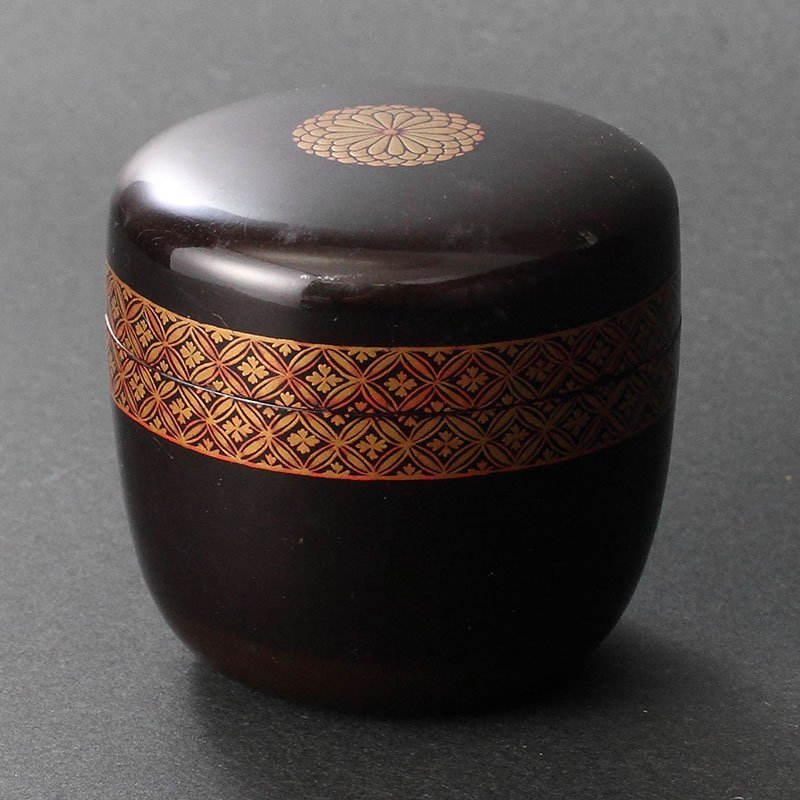 委託HK◇時代 粒菊縁 七宝蒔絵 黒小棗 ※箱が違います(茶道具 茶入 円能斎 薄茶器 棗 なつめ)