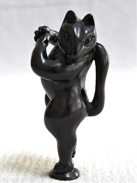 提物 根付 木彫根付 在銘 木彫彫刻