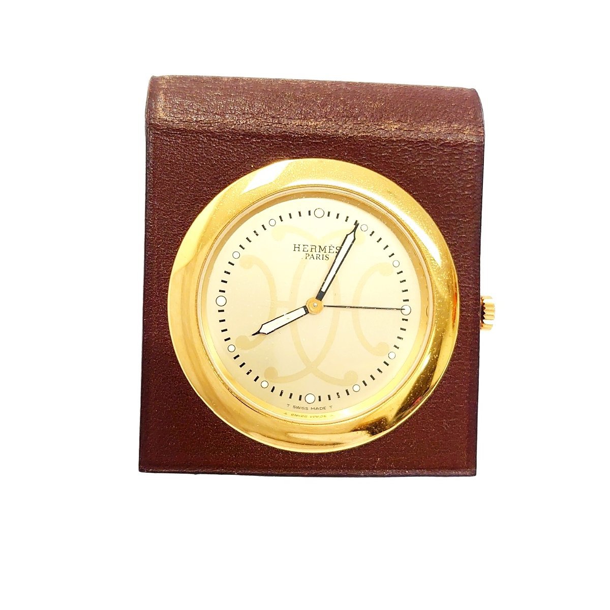 1円スタート】HERMES エルメス 001.701 GP ゴールド文字盤 トラベル 