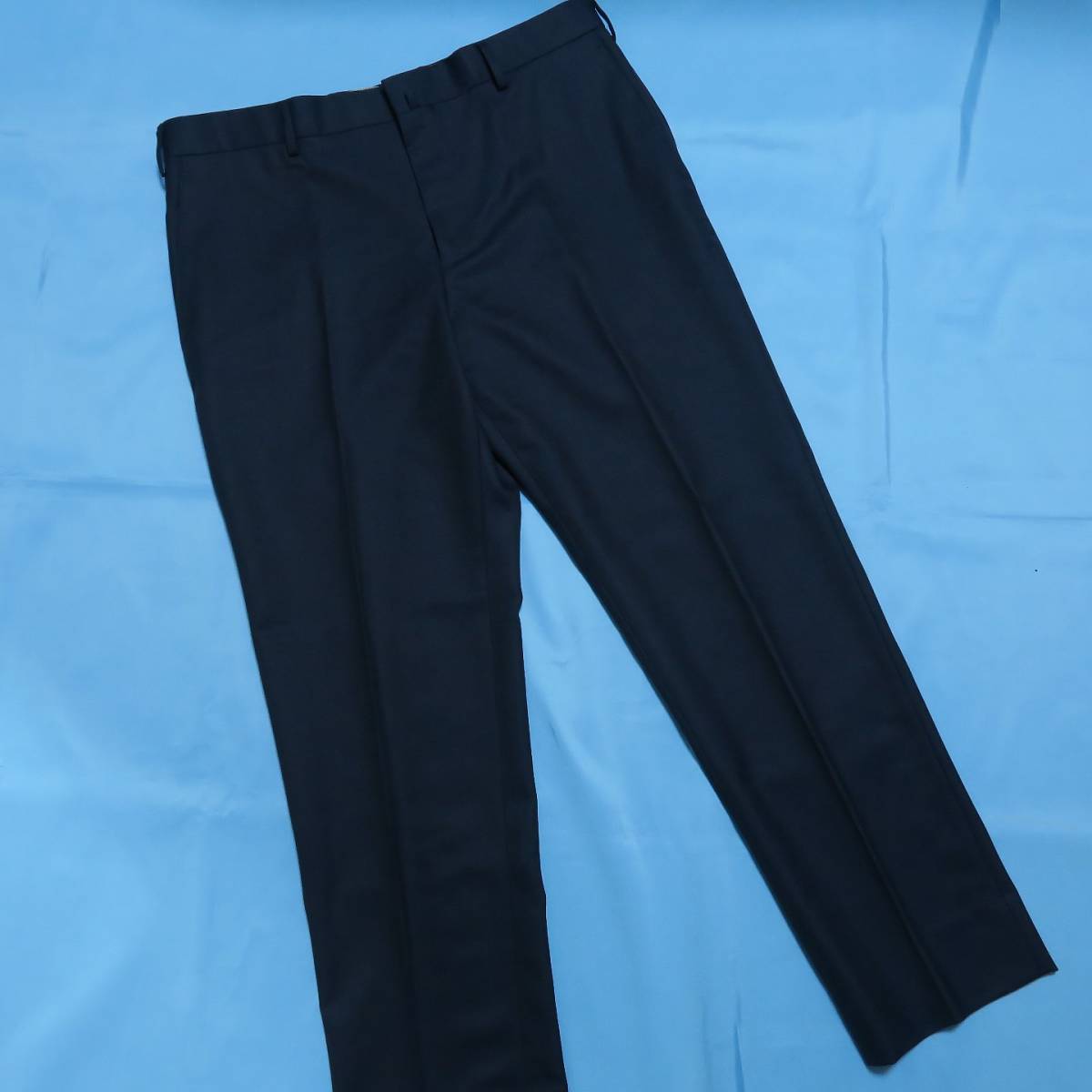 R022□秋冬 五大陸 gotairiku 紺色系マイクロダイヤ柄 高級スラックス W93cm 少々訳