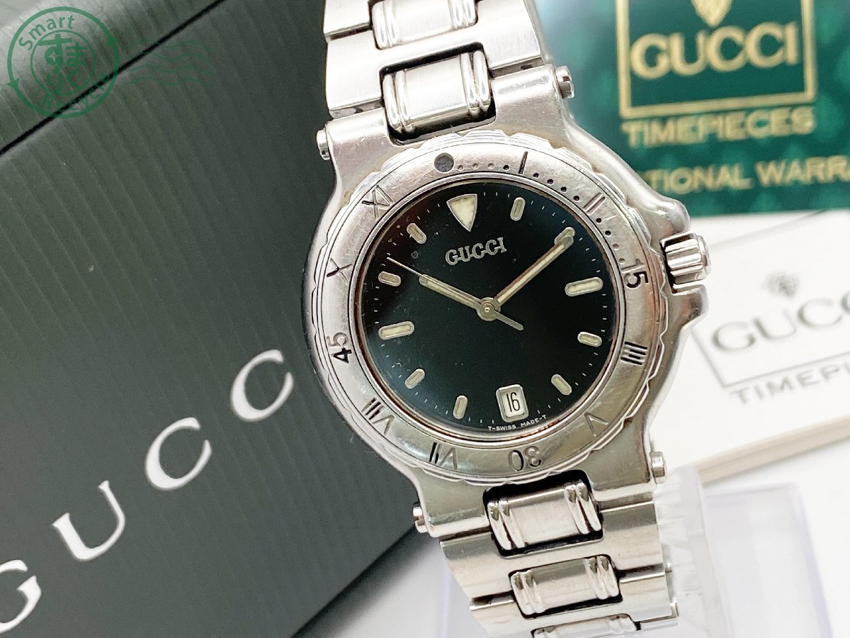  01620099 GUCCI グッチ 9700M メンズ ブランド 腕時計 QZ クォーツ シルバー ブラック文字盤 デイト 箱 説明書付き ヴィンテージ(男性用)｜売買されたオークション情報、yahooの商品情報をアーカイ 男性用