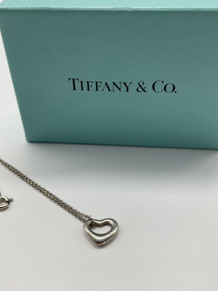 1円【ティファニー 】オープンハート シルバーネックレス TIFFANY&Co