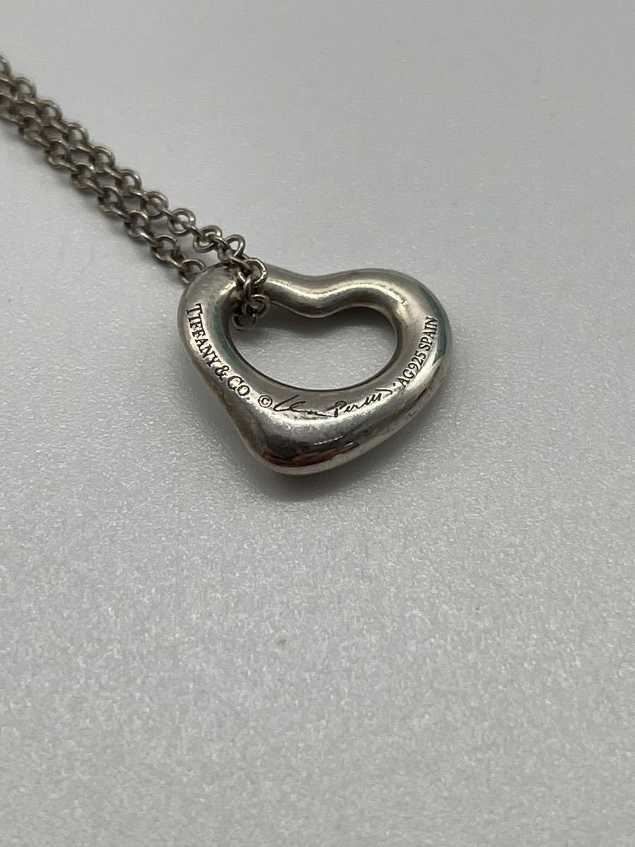 1円【ティファニー 】オープンハート シルバーネックレス TIFFANY&Co
