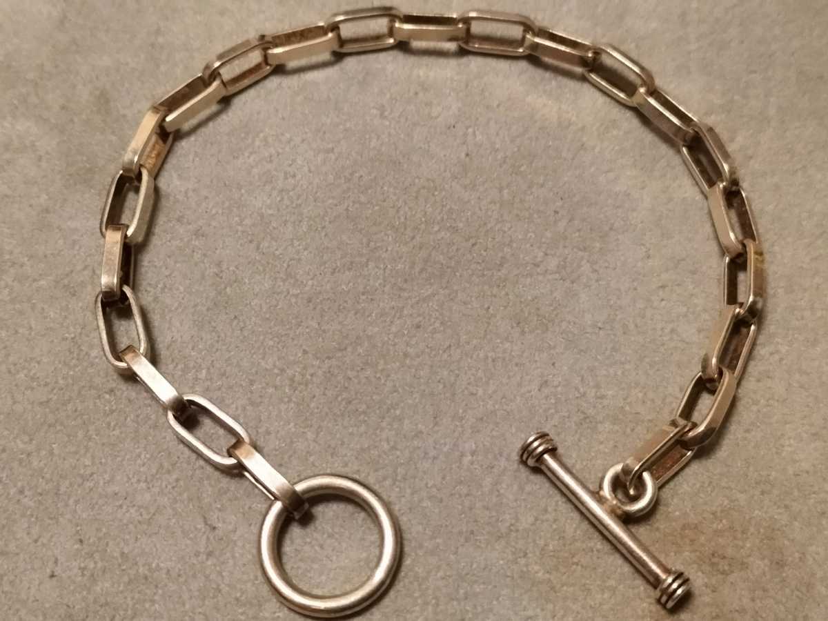 ヴィンテージ　スターリングシルバー チェーンブレスレット tバー　マンテル　ナバホ　銀　MEXICAN アンカー　メキシカンジュエリー