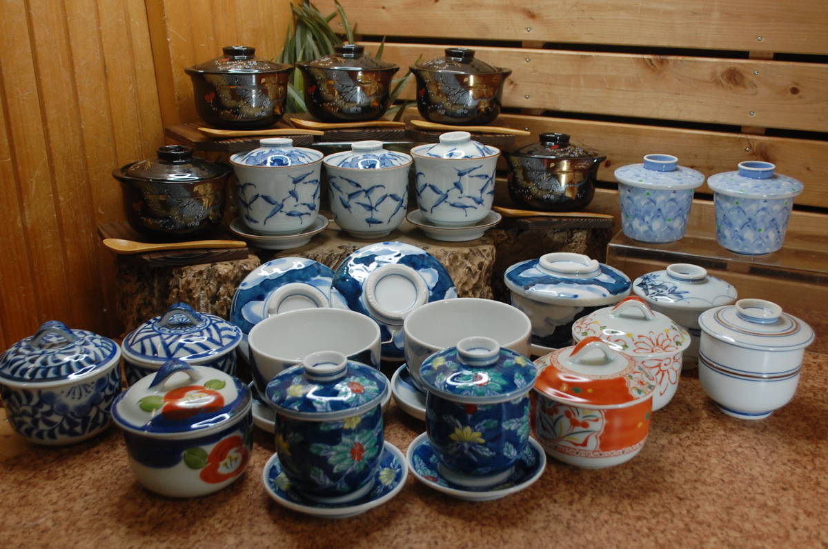 /に536.【大量】20点以上◇和食器◇蓋物◇茶碗蒸し器◇蒸し碗◇たち吉/清秀/華山/有田焼/陶等々◇種類色々