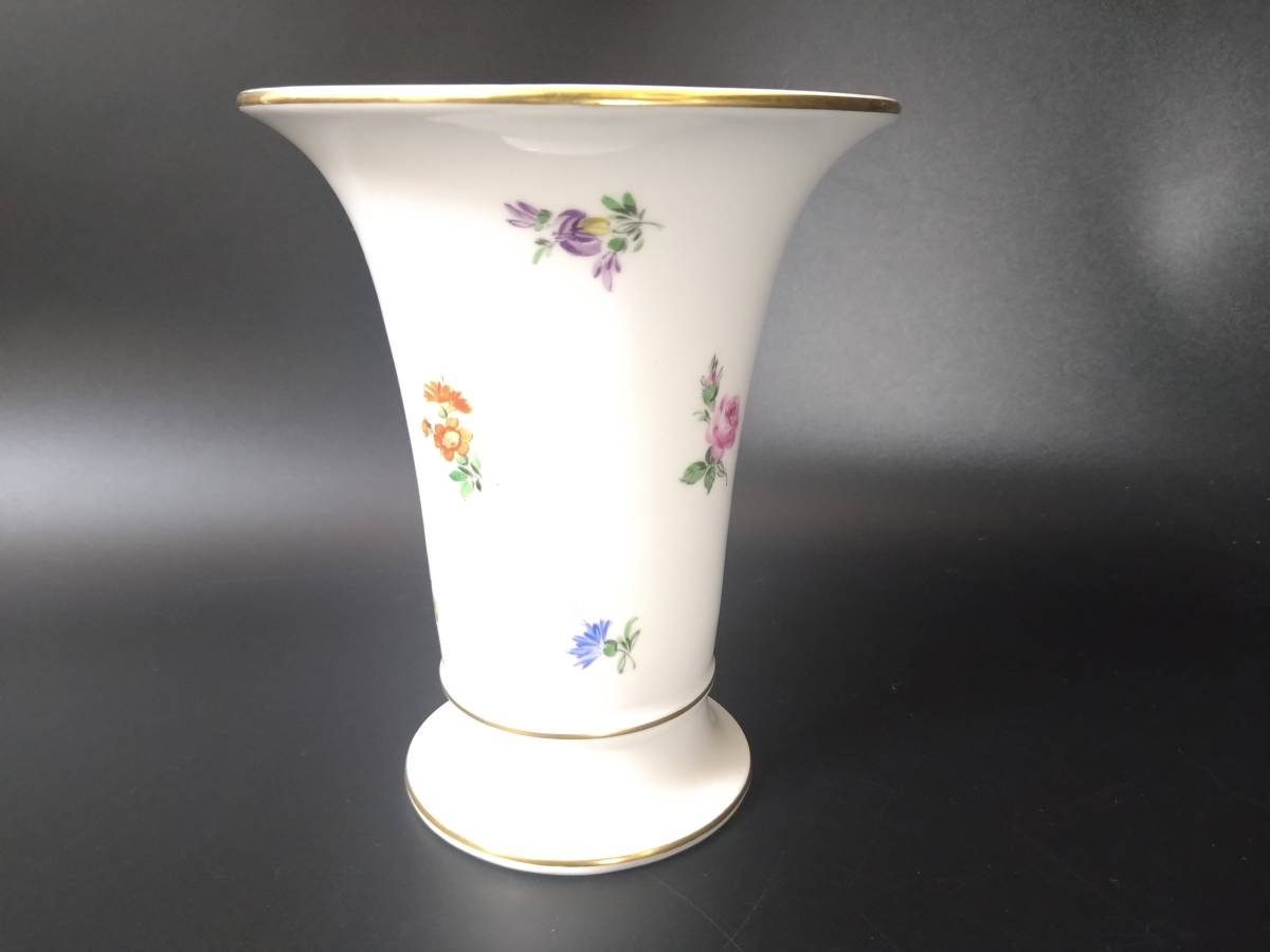 MEISSEN マイセン フラワーベース 花瓶 金彩 H17cm 1円〜美品Meissen
