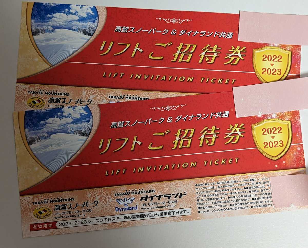 施設利用券 Dynaland 高鷲スノーパーク 1日リフト券2枚