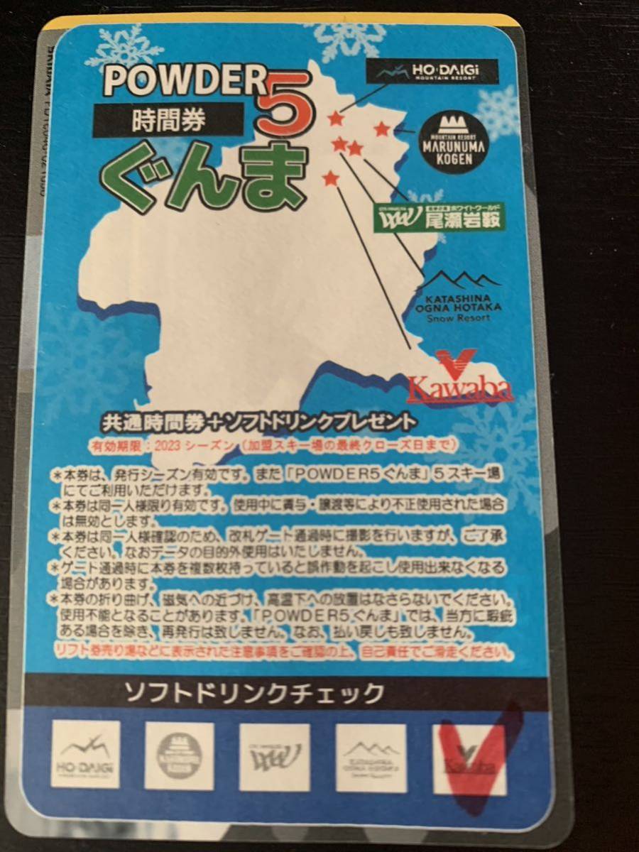 パウダー5 パウダー5ぐんま 公式通販 リフト券 未使用 ぐんま 10時間券×