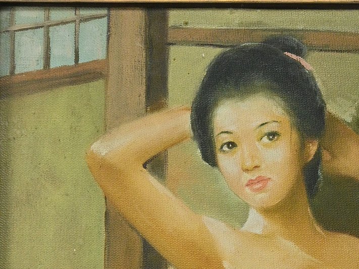 G.Noh 裸婦 油彩 サイン入 額装 y012408 】油絵 リアリズム 美人画
