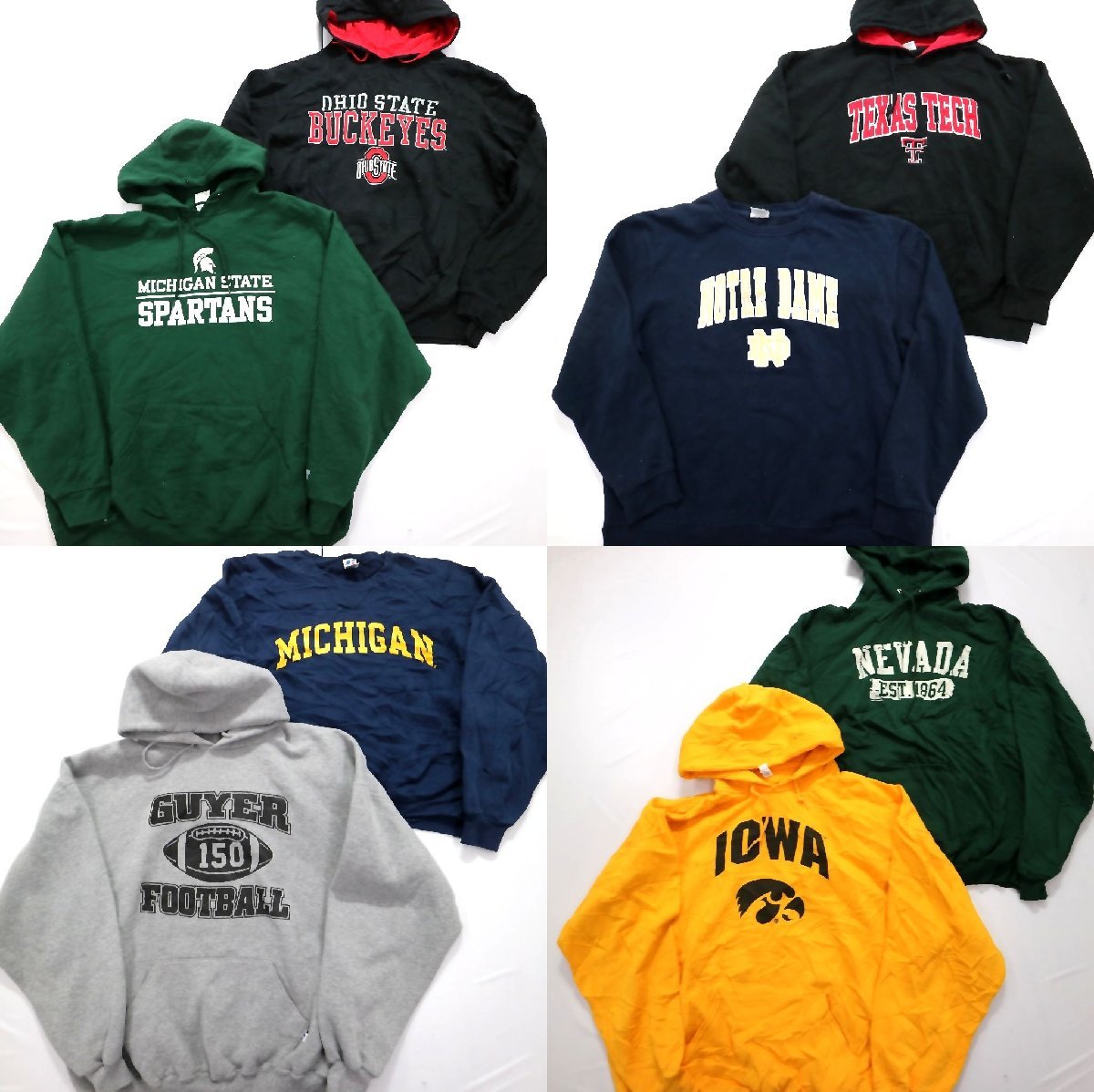 ◎カレッジ系 スウェットパーカーMIX set テキサス チーム系 他 (メンズ2XL/3XL) 8枚セット まとめ売 古着 1円スタート 最落なし ML2857
