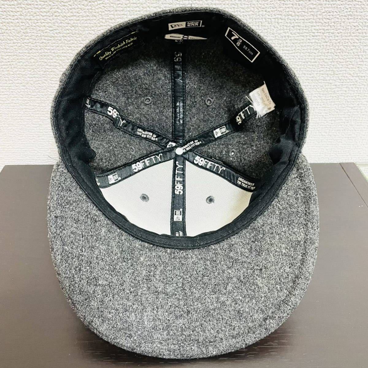 Supreme Woolrich Box Logo New Era Cap Dark Grey Red 58.7cm 7 3/8 