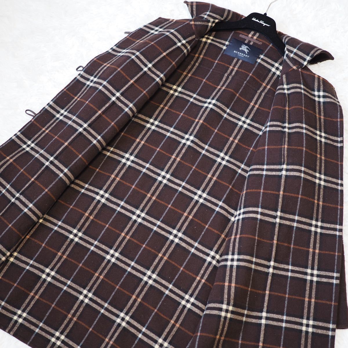 美品】バーバリーズ カシミヤ混 ダッフルコートロング ノバチェック 