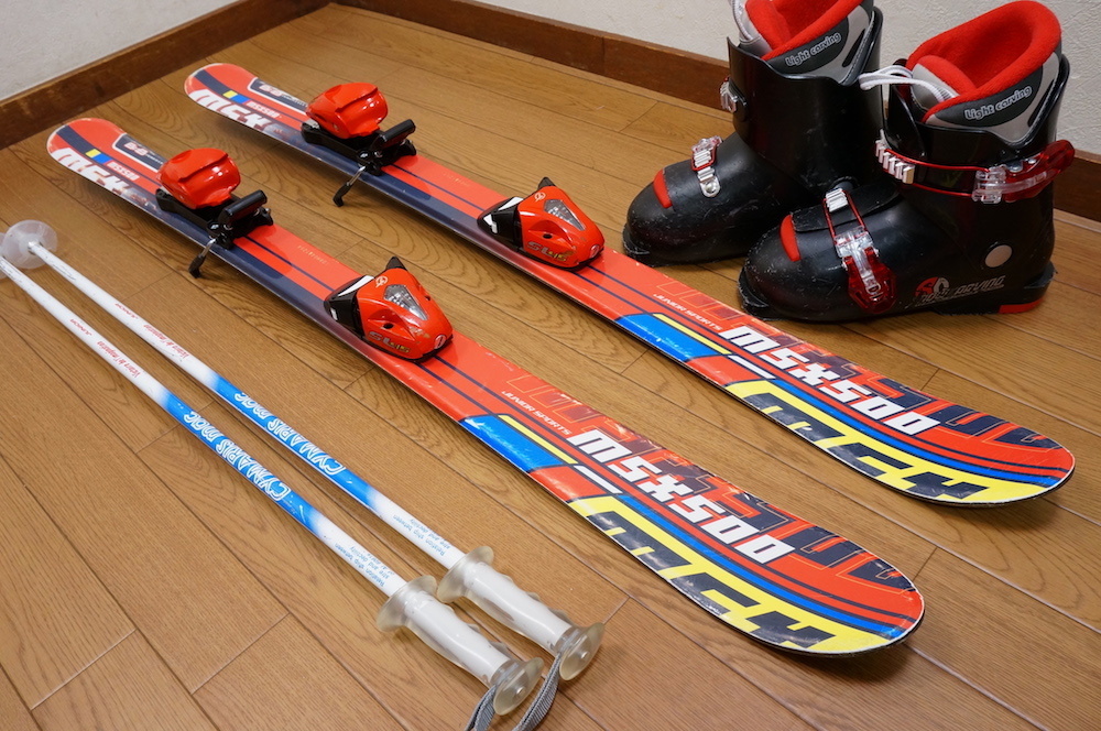 108cm 靴20cm BLUEMORIS B×B 子供用カービングスキーセット 中古 (110