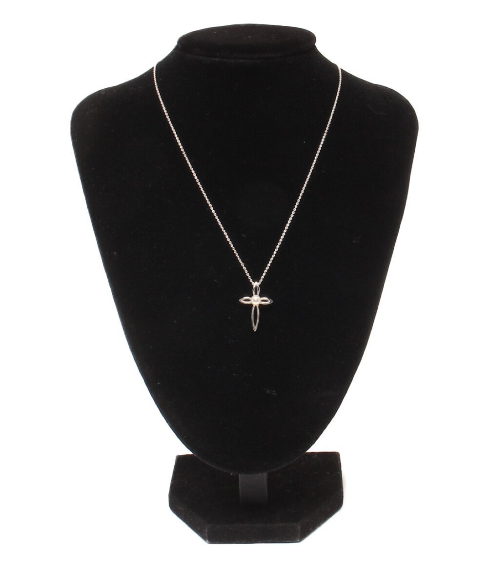 美品 タサキ ネックレス SV パール4.5mm クロス レディース TASAKI