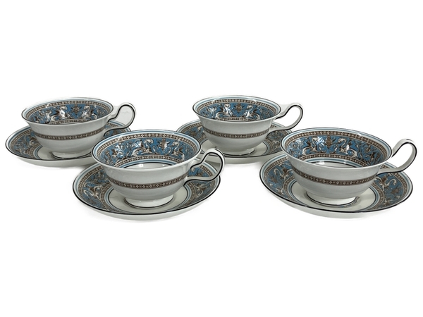 WEDGWOOD フロレンティーン ターコイズ ピオニー カップ ソーサー 4客