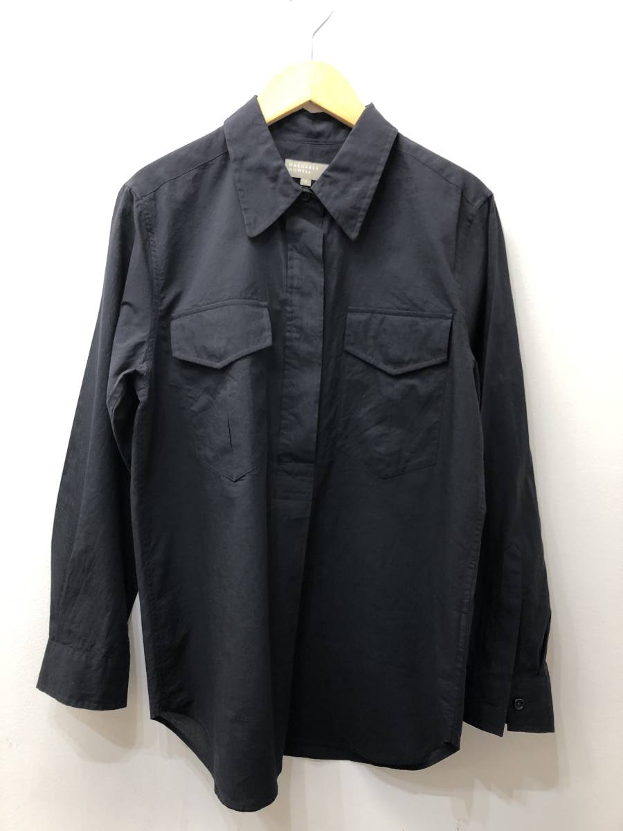 538☆MARGARET HOWELL マーガレットハウエル☆プルオーバー シャツブラウス【１】ダークネイビー