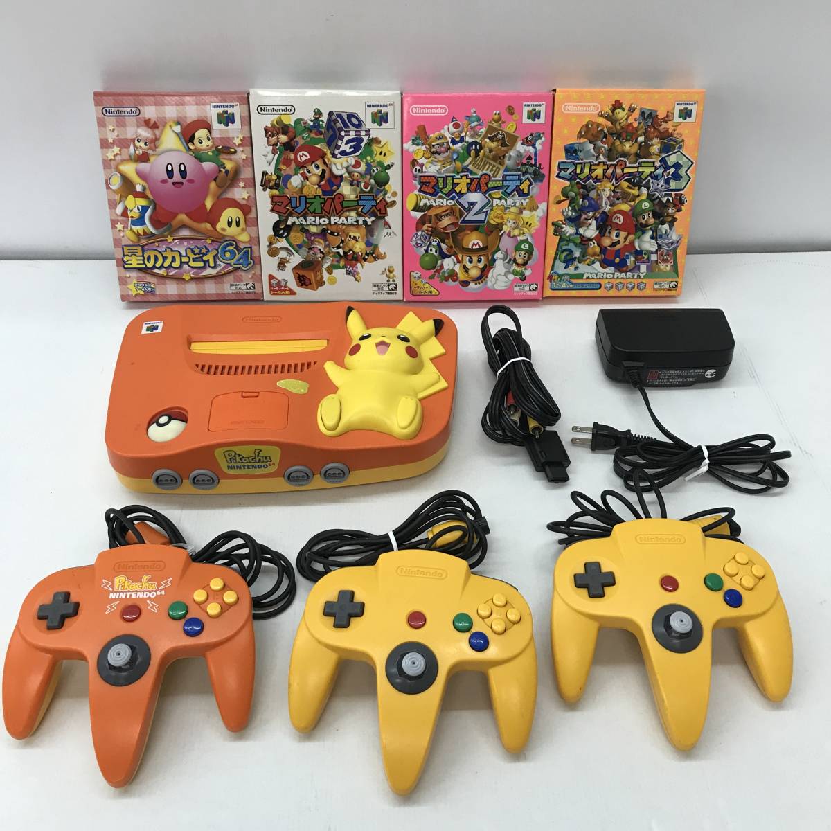 ニンテンドー64ピカチュウ本体 ソフト4本コントローラー1個 ニンテンドー64ピカチュウ本体 ソフト4本コントローラー1個