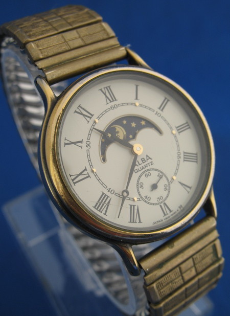 ◇SEIKO セイコー ALBA クォーツ V806-0050 スモセコ ムーンフェイズ