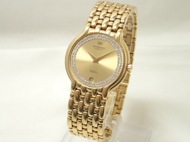 1273[T]レイモンドウィル/Fidelio/メンズ腕時計/ゴールドカラー/ストーン/デイト