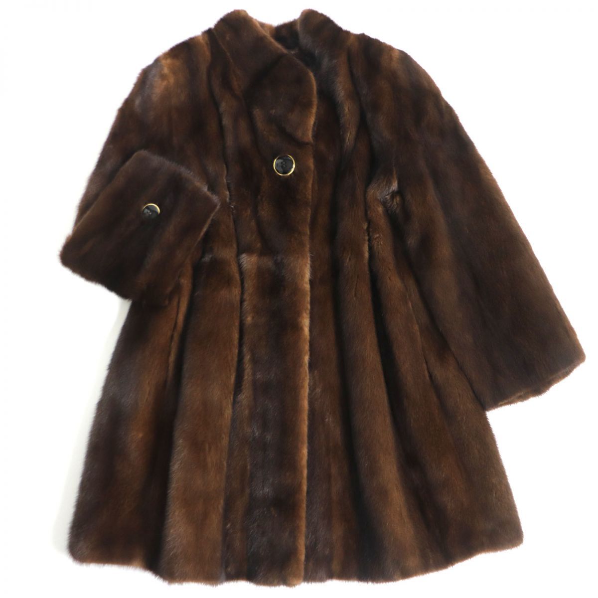 GN6561#最高級毛皮*MINK＊ダークミンク*ファーコート*ミドルコート*リ
