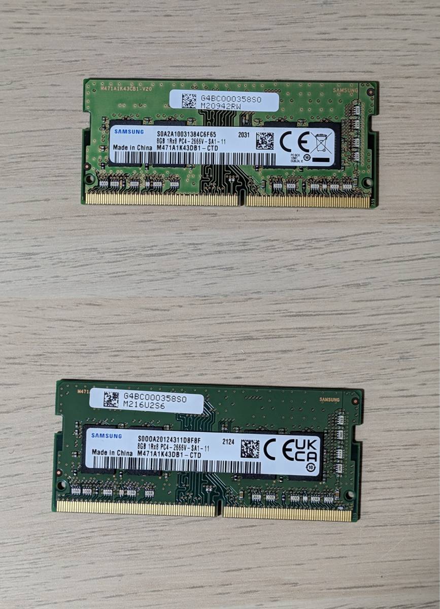 SAMSUNG PC4-2666V 32GB ノート用メモリ BIOS起動確認済 中古