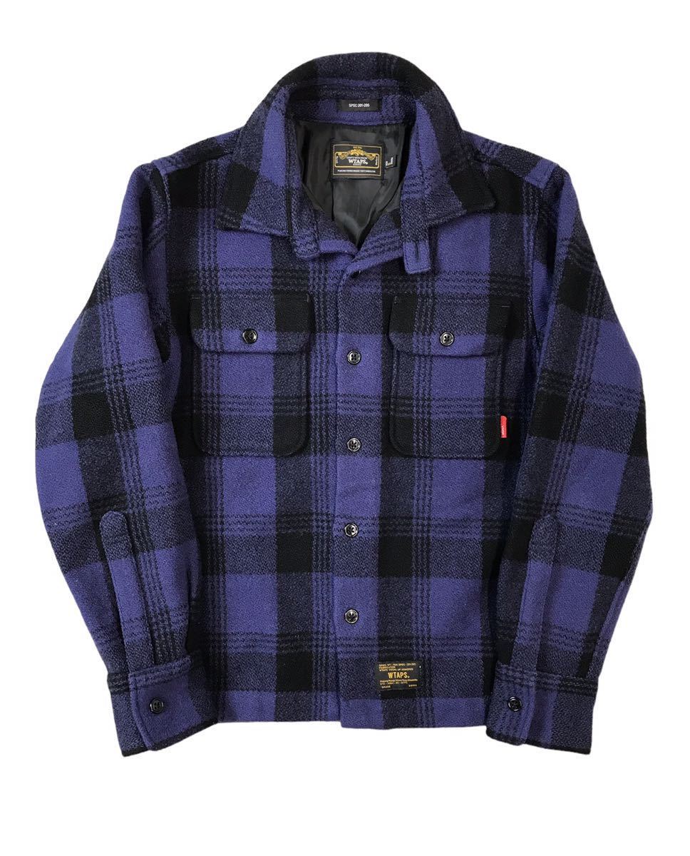 D) 美品 WTAPS ダブルタップス チェック柄 ウール ジャケット S