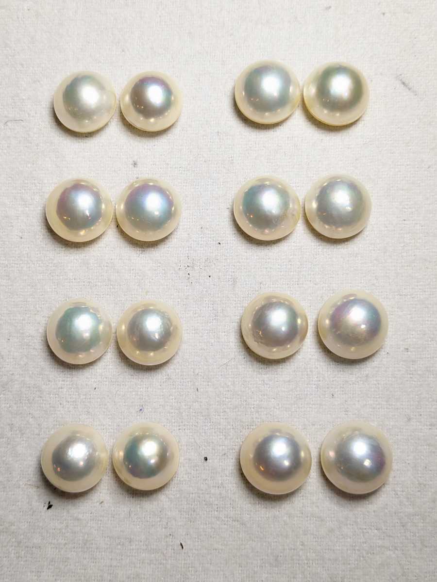 オーロラ光沢マベパール　13-14mm 8ペア　キズ等