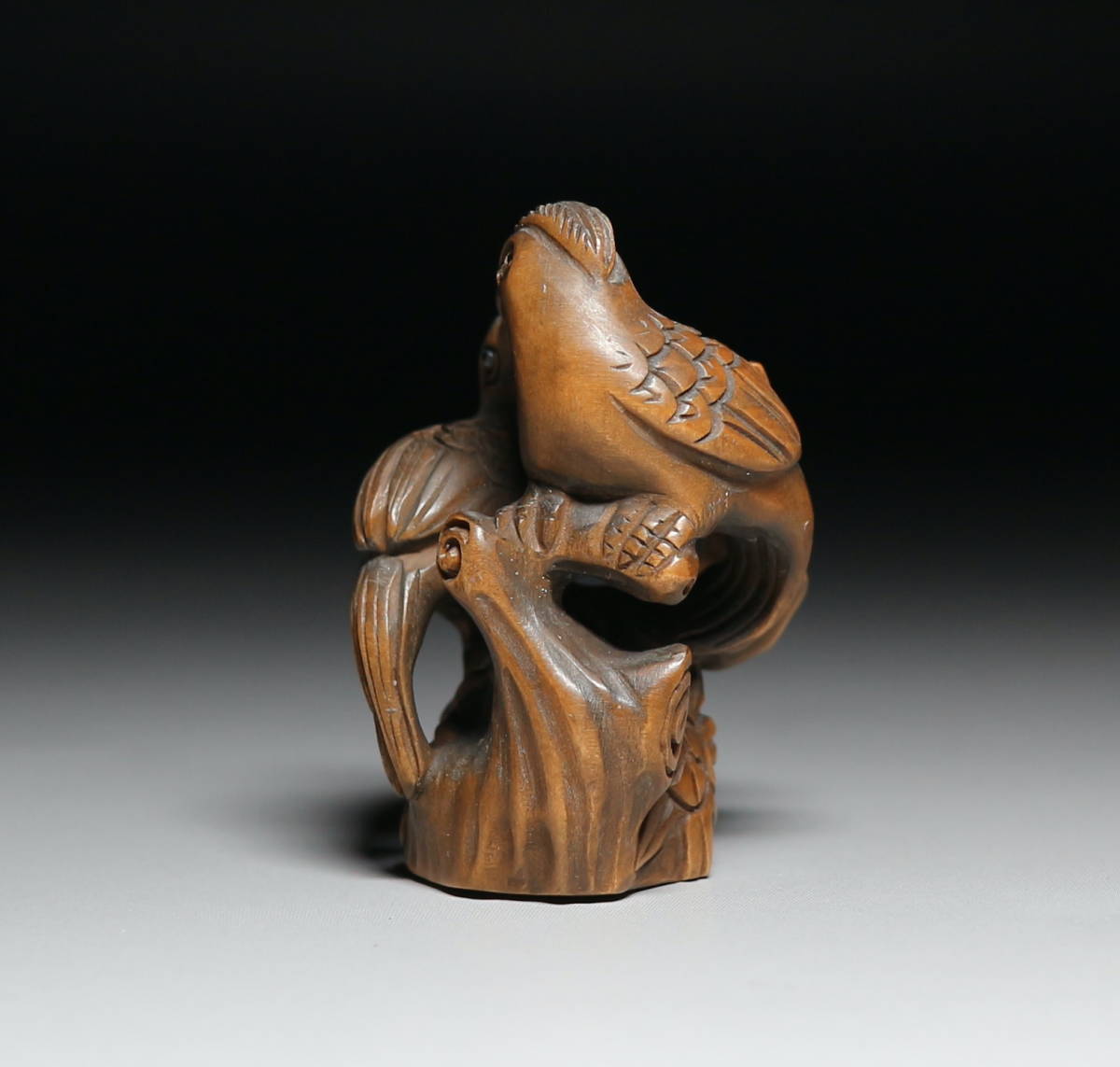 ☆吉丸☆ 柘植根付D161【鳥】 黄楊木彫 （検索用：印籠・提げ物