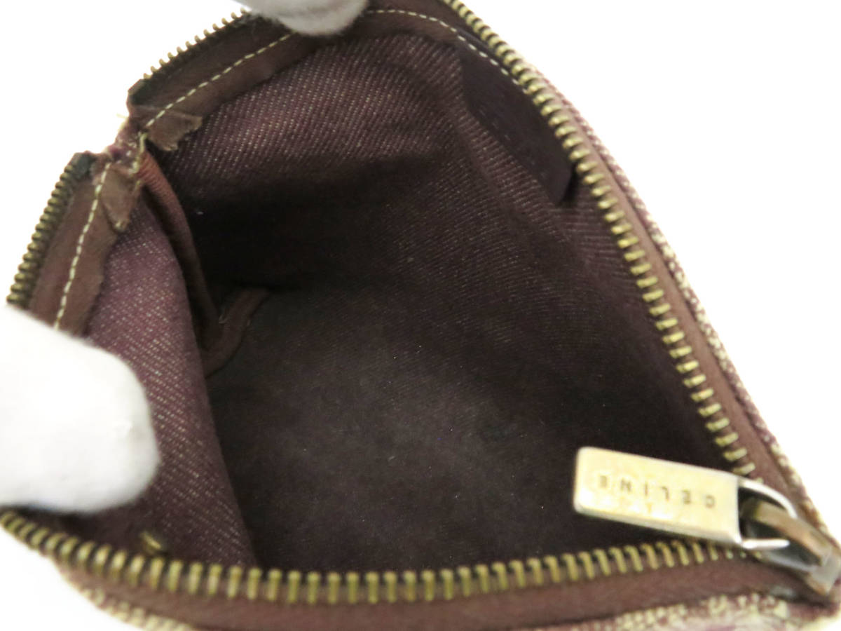 8314 CELINE セリーヌ マカダム柄 デニム キャンバス ポーチ 化粧 