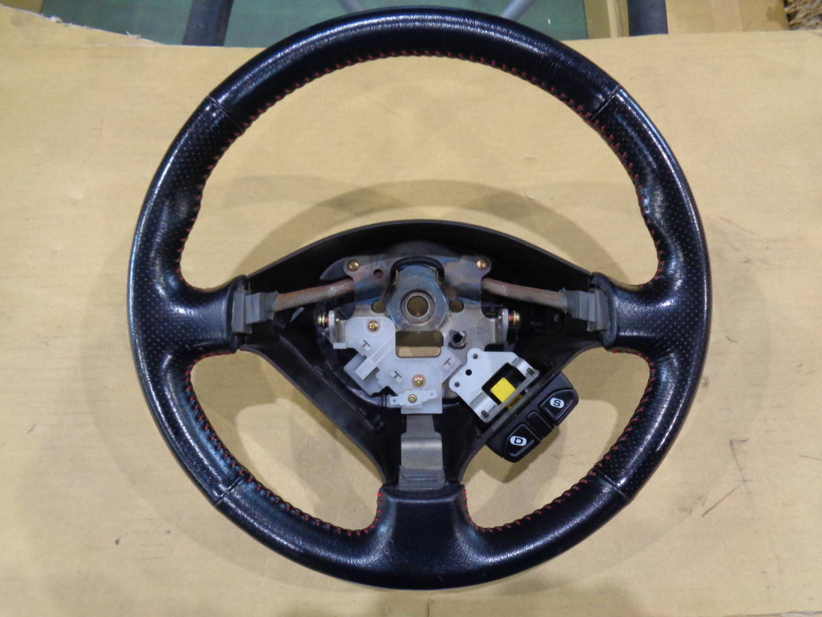 GA3 ロゴ TS レザー 赤ステッチ ステアリングホイール 純正 中古 革 EK9 DC2 ハンドル ステアリング