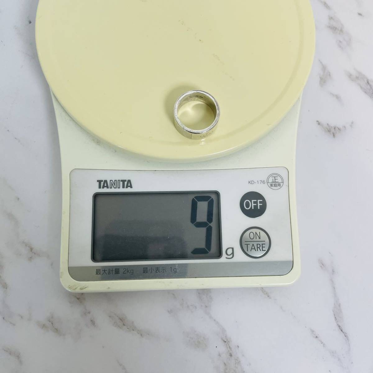 グッチ GUCCI ロゴ シルバー リング 指輪 Ag925 SV925 イタリア製 平打ちリング ユニセックス 男女兼用 メンズ 約15号相当 9g 良品匿名配送_10