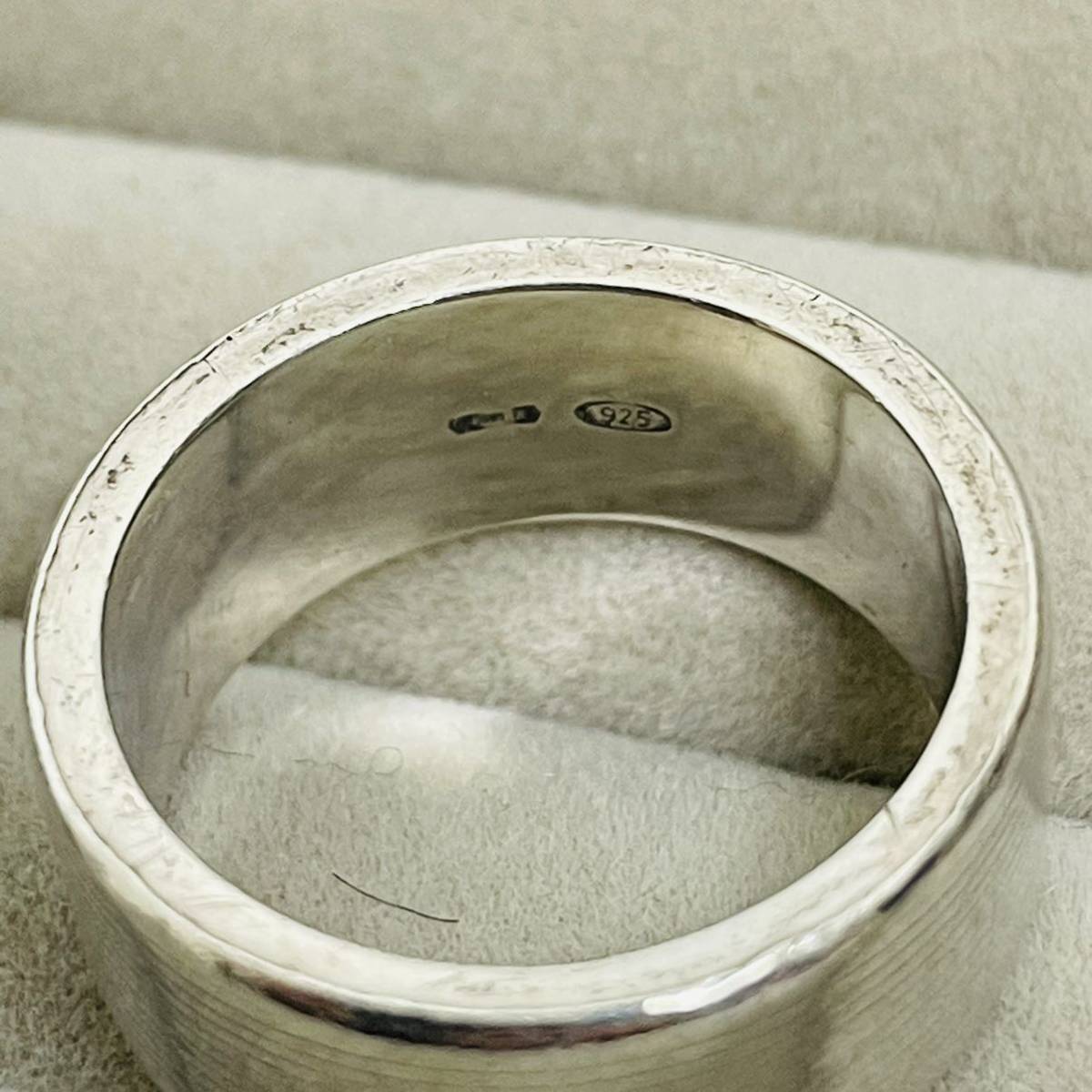 グッチ GUCCI ロゴ シルバー リング 指輪 Ag925 SV925 イタリア製 平打ちリング ユニセックス 男女兼用 メンズ 約15号相当 9g 良品匿名配送_3