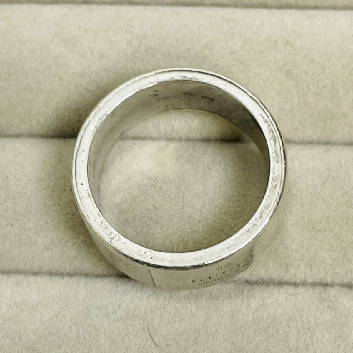 グッチ GUCCI ロゴ シルバー リング 指輪 Ag925 SV925 イタリア製 平打ちリング ユニセックス 男女兼用 メンズ 約15号相当 9g 良品匿名配送_5