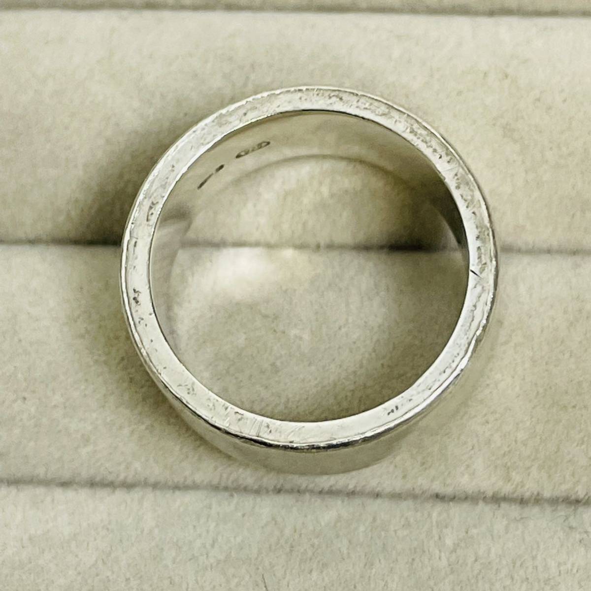 グッチ GUCCI ロゴ シルバー リング 指輪 Ag925 SV925 イタリア製 平打ちリング ユニセックス 男女兼用 メンズ 約15号相当 9g 良品匿名配送_6