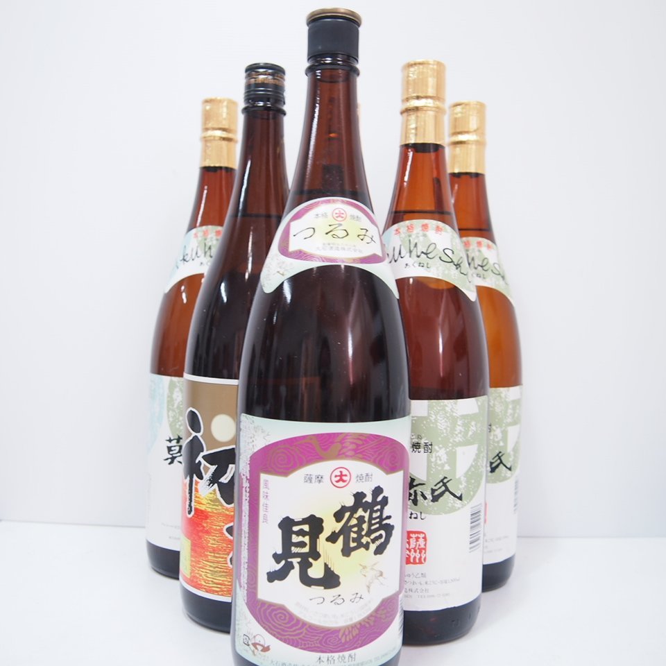 20230204-54　☆1円スタート 6本セット 国産 芋 焼酎 一升瓶 / 莫祢氏（あくねし）/ 鶴見 / 初光 1800ml 25% 古酒 未開栓 G25830