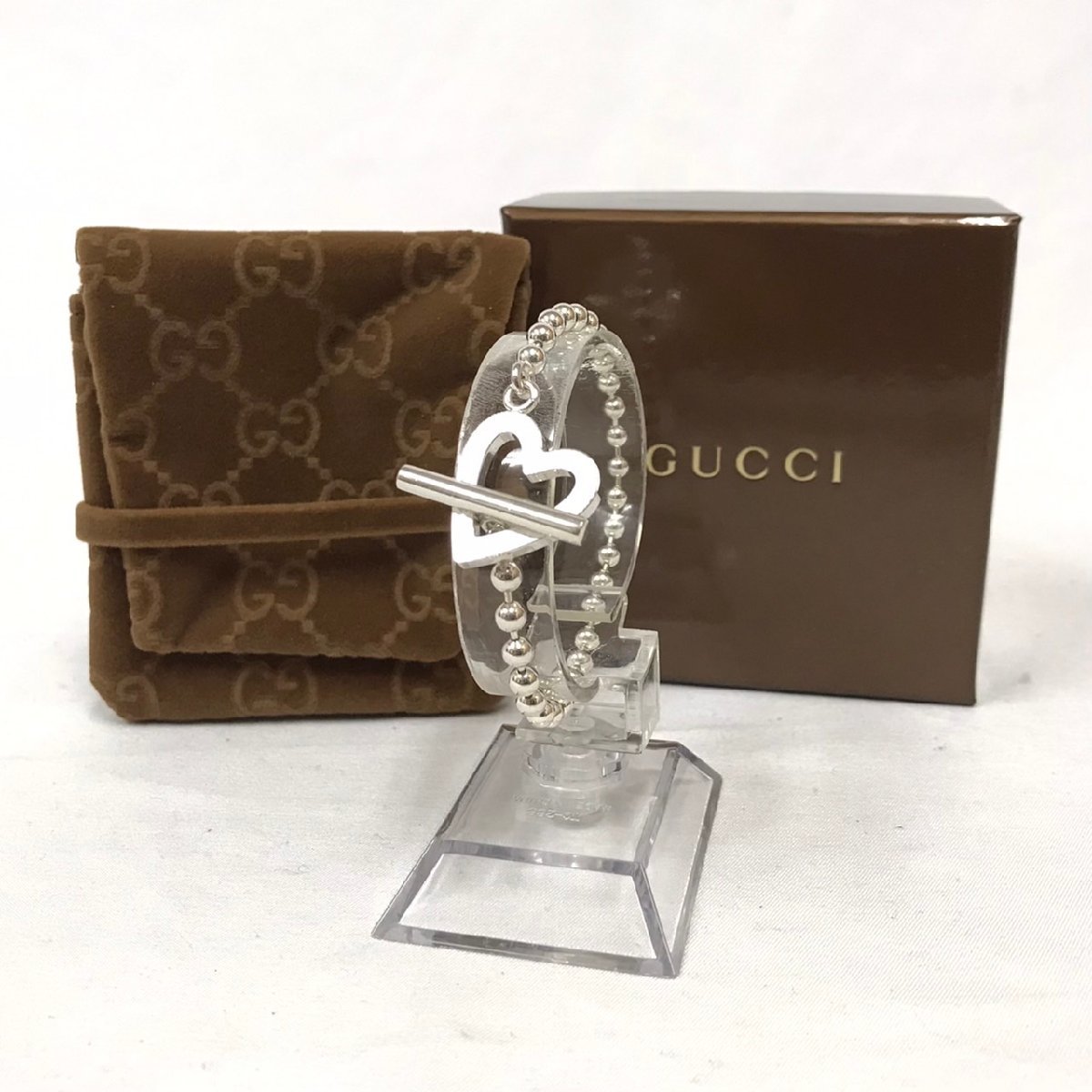 ▽▼グッチ GUCCI ブレスレット ボールチェーン ハート型 ブレスレット シルバー SV925 アクセサリー 総重量 約12.91g レディース▼▽