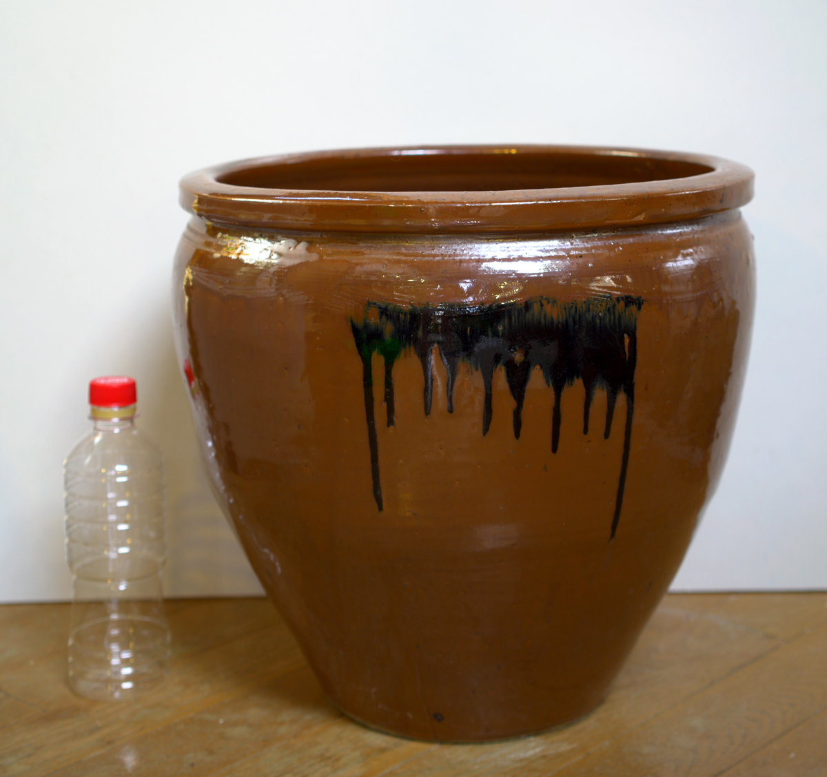 壺　瓶　日本骨董品　漬物瓶　味噌瓶　塩瓶　オブジェ　置物 寒仕込み味噌づくりに最適】J20 蓋付切立瓶3号 5.4L 甕 かめ