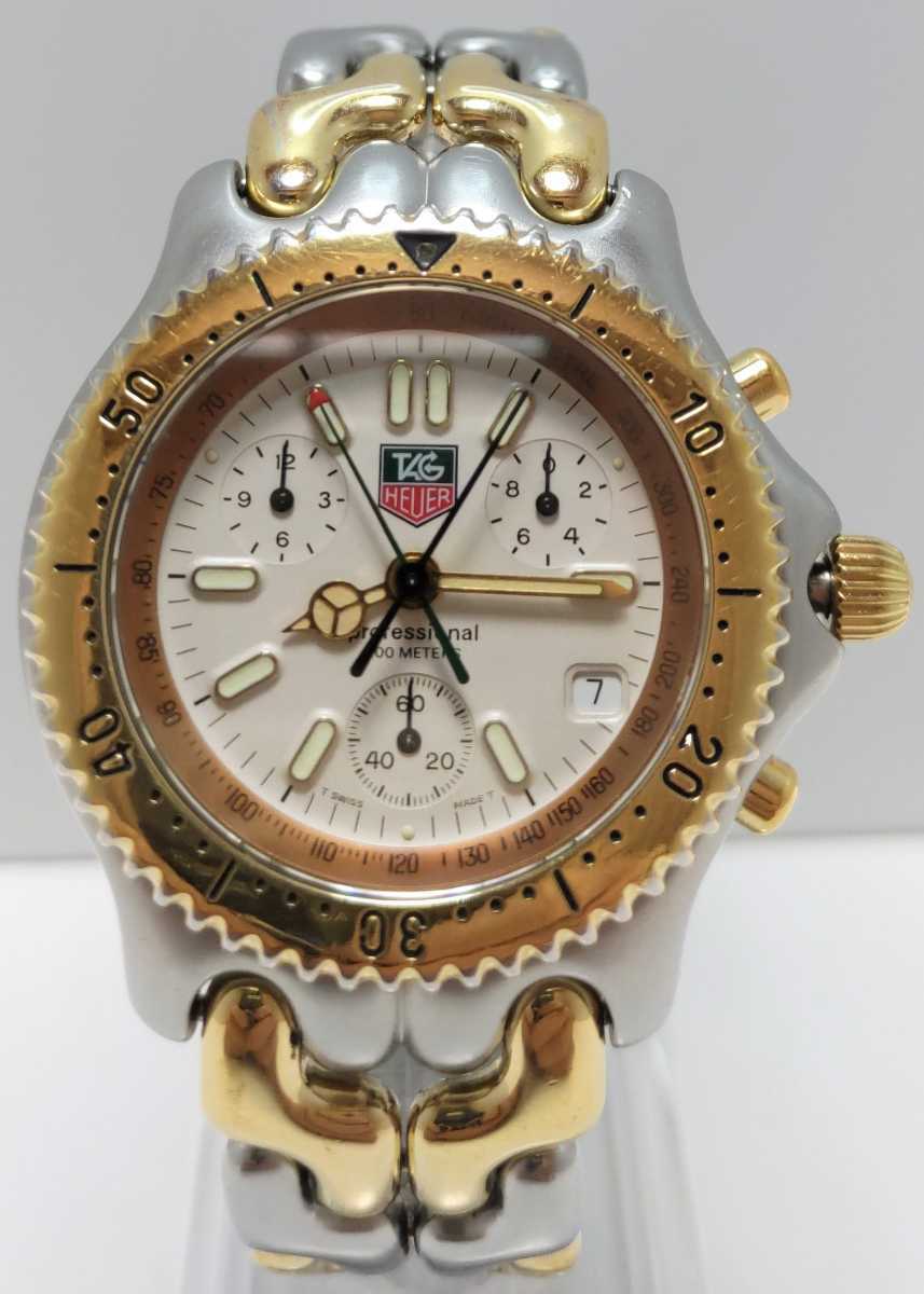 【稼働品】メンズ クォーツ タグホイヤー TAGHEUER Professional セルシリーズ クロノグラフ S35.006 ホワイト文字盤 
