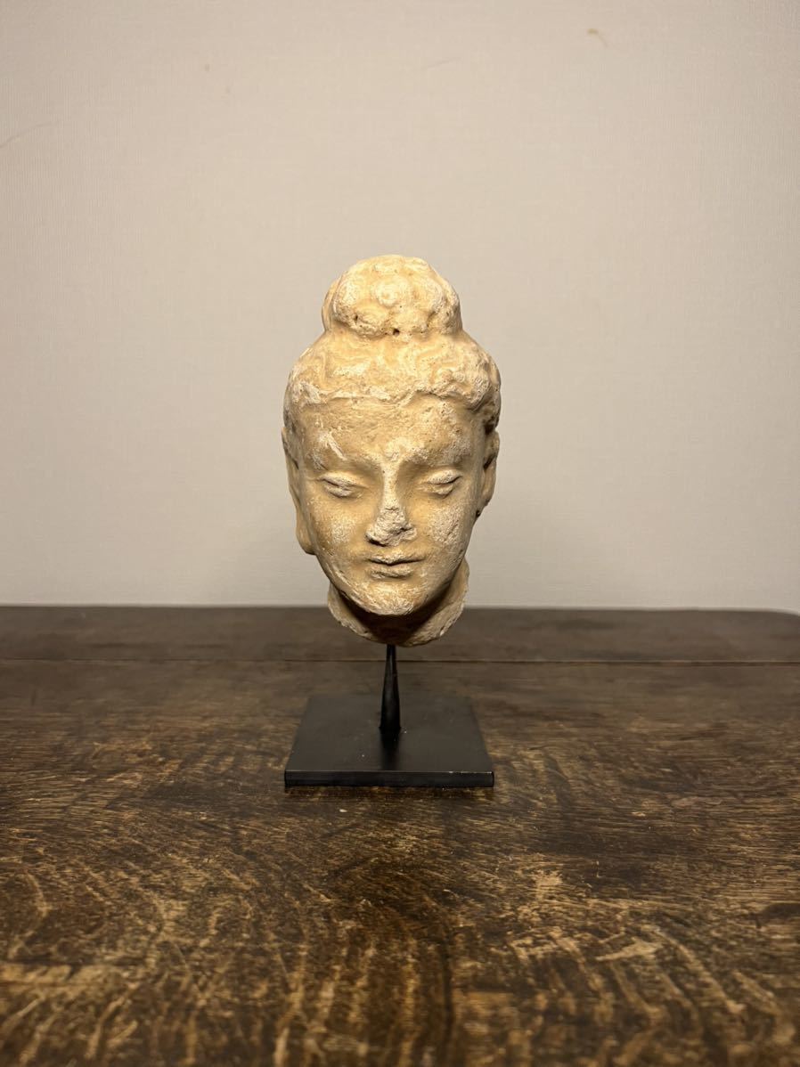 仏教美術：ガンダーラ、ハッダ仏頭 テラコッタ ラピタ 仏頭 ガンダーラ